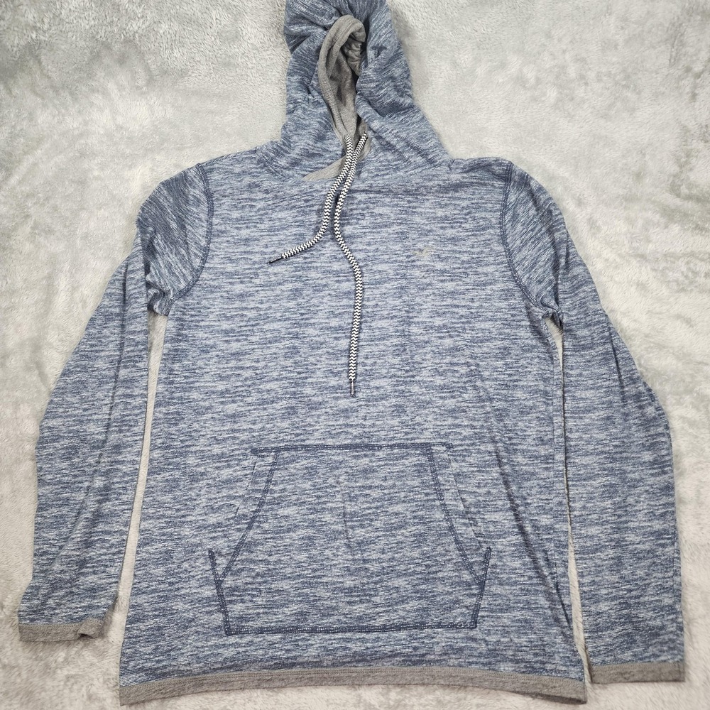 Hollister Hoodie Mens Large Blue Gray Pullover Kangaroo Pocket 90s Y2K‎ Soft